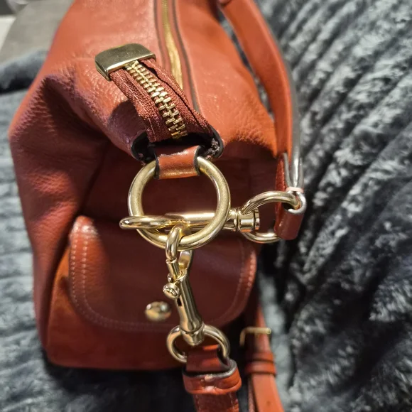 COACH C1522 Pennie Shoulder Bag Mixed Leather Suede Burnt Orange Rust Hobo - Picture 4 of 16